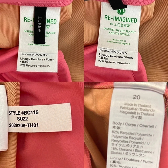 J Crew Ruched Bandeau Swimsuit Size 20 Low Cut Leg High Rise Back Strapless - Picture 7 of 7